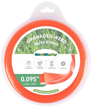 GreatBuddy Unkrautfresser-Schnur, 0,2 cm Trimmerschnur, robuste Twist-Unkraut-Wackerschnur, passend für die meisten Gas- und Hochrad-Saitentrimmer, 75 m