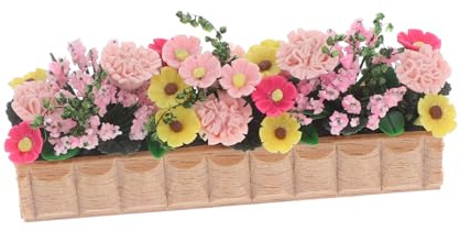 Toyvian 3pcs Realistic Miniature Wooden Flower Pot Model Beautiful Dollhouse Accessory for Small House Decor for and Flower Beds Lifelike Plants