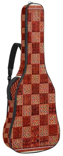 Tasche für Akustikgitarre, große schöne Gitarrenkoffer passend für 40/41/42 Zoll, wasserdichte Gigbag mit gepolstertem Schutz, Vintage-Fuchsmuster, Mehrfarbig Nr. 05, 42.9x16.9x4.7 in, Gitarrentasche
