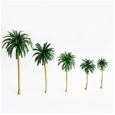 Wisafory 10 Stück Modell Palmen Kunststoff Kokospalmen Modellbau Bäume Miniatur Architekturbäume Künstliche Palme Grünpflanze Set für Landschaft Cake Topper Dekoration Sandtisch 16cm
