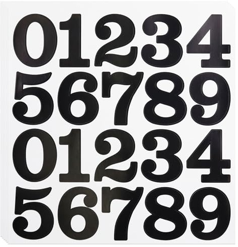 Zahlen Zum Aufkleben, 0-9 Selbstklebende Klebezahlen für öffnungszeiten aufkleber,Briefkasten, Hausnummer, Wetterfest klebezahlen 6 Blätter 2 Zoll Schwarz