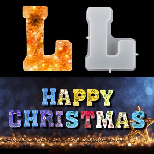 EPODA Resin Letter Moulds,3D Large Alphabet Silicone Molds,Large Letter Epoxy Molds,DIY Resin Casting Letter Moulds for DIY Crafts,Home Party Decoration,Birthday Wedding Party,Candle Wax(L)