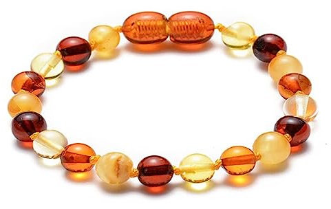 Tolldek 6mm Bernstein Armband, Damen & Herren Armband, Echten Natursteinen Freundschaftsarmbänder - Geschenk für Männer, 19CM, Orange Rot
