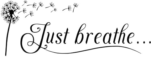 COMNICO Just Breathe Wall Decals, 1Pcs Inspirational Quotes Vinyl Wall Decal Yoga Quotes Positive Relax Motto Letters Sayings Wall Stickers Decor for Bedroom Living Room Home Decoration