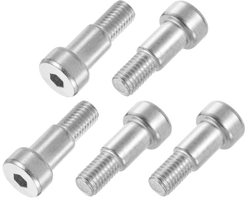 sourcing map 6Pcs 304 Stainless Steel Shoulder Bolt 12mm Shoulder Dia 16mm Shoulder Length M10 Thread Hex Socket Shoulder Bolts for Textile Hydraulic Injection Molding Machinery Industries