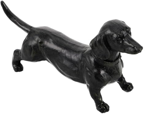 Happyyami Statua per Decorazione da Giardino e Ufficio Base Piatta in Resina di Cane Bassotto Aspetto Delicato per Arredamento Casa e Spazi Esterni