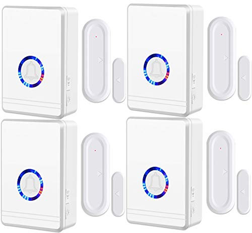 NineLeaf Tür Fenster Sensor, Türsensor Home Alarmanlage, Türalarm Fensteralarm 200M/600FT Reichweite 48 Melodien auf 5 Volumes Tür Laden Haus Büro Fensterkontakt 4 Empfänger 4 Magnetischer Sensor