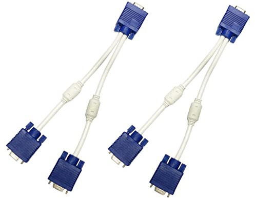 HOMSFOU 2piezas Dispositivo Duplicador De Pantalla Vga Cable Divisor Adaptador TV Amplificador Video Duplicador Salida Dual