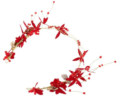 DECOMELODY Blumenhaarkranz Für Mädchen Rotes Stoffblumen-stirnband Vielseitiges Haarschmuck-accessoire Für Fotoshootings Partys Festivals Und Besondere Anlässe