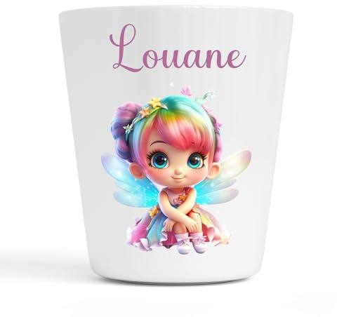 Générique Gobelet en Plastique pour Enfants | Gobelet Personnalisé avec Nom |Verre Plastique Incassable Personnalisé (Fée Louane)