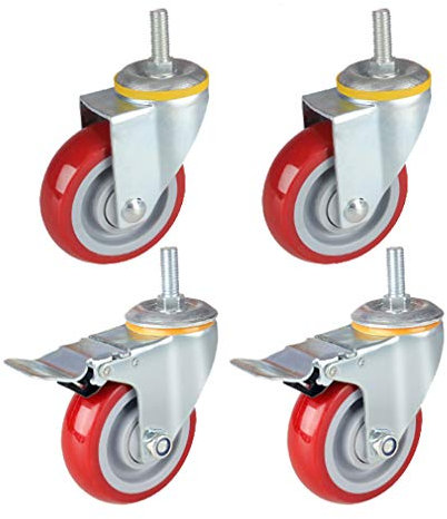 Polyurethan-Rollen, drehbar, M12-Schraube, Universal-Radrollen, 7,6 cm, 10,2 cm, 12,7 cm, Möbelrolle, Tragkraft 360 kg, Schwerlastrollen mit Bremsen, Industriewagen, Tran