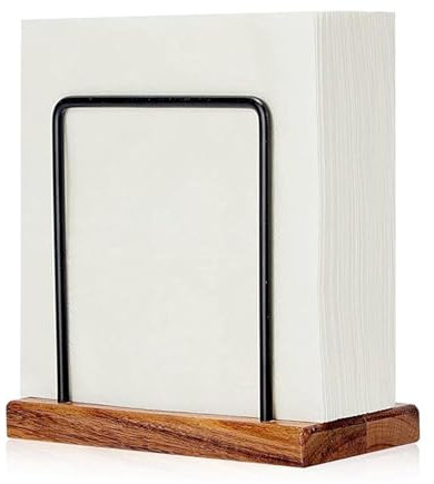 Servilletero, Servilletero Sobre Base de Madera, Servilletero de Metal y Madera, Toallero Para Mesa de Comedor en Estilo Retro, Para Restaurantes, Cafeterías, Cocinas, Decoraciones de Mesa, Negro