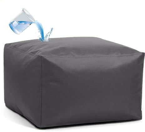 SXBCyan Wasserdichter Pouf-Ottomane-Hocker (Ohne Füllmaterial), for Den Außenbereich, Rechteckiger Sitzsack Drinnen Und Draußen, Fußhocker Mit Stauraum, Garten, Fußstütze(Dark Grey,45x45x30cm-cover)