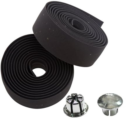 LATRAT Cycling - Nastro manubrio per bicicletta, antiscivolo e ammortizzante, comodo per City Bike Road Bike, con spina per bar, colore nero
