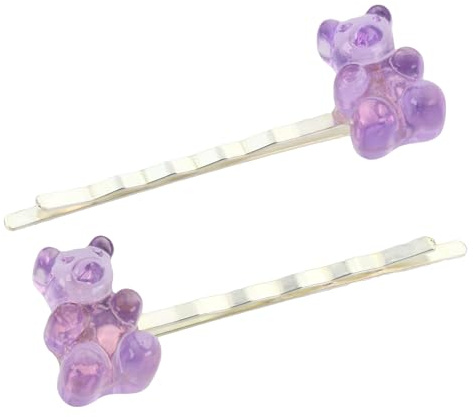 Bluebubble MY SWEET SHOP Gummy Bear Silver Hair Clip Slide Pin on Gift Card (Parma Violet Purple)