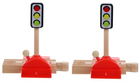Alasum 2 Stück Holzstreckenzubehör Mit Realistischen Schranken Eisenbahnverkehrssignalen Sicheres Zugspielzeug Für Kreative Holzeisenbahn Erweiterung Im Kindergarten Und Zuhause