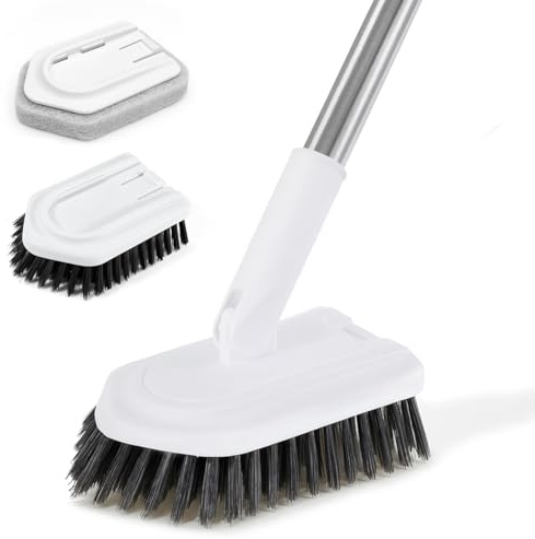 2-In-1 Shower Cleaning Brush, Bathroom Cleaning Brush, Long Handled Scrubbing Brush for Bathroom Tile, Adjustable Bathroom Cleaning Products by MAYKI
