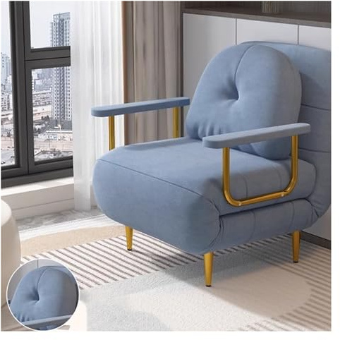 Avkoppling Modern hopfällbar bäddsoffa, med multifunktionellt justerbart ryggstöd, konvertibel vilstol, lämplig for vardagsrum, sovrum Sömn(Blue,80cm)