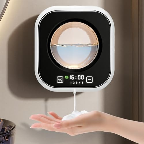 Dispenser Sapone Bagno a Muro, 320 ML Dispenser Sapone Automatico Schiuma Con Sensore Infrarossi, Ricarica USB Regolabile Livello 5, per Bagno, Cucina e Ufficio bianco (Bianco)