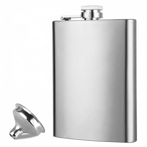 8Oz Stainless Steel Hip Flask with Funnel Leak Proof Pocket Flask for Men Women Portable Whiskey Flask for Hiking Party Barbecue Camping