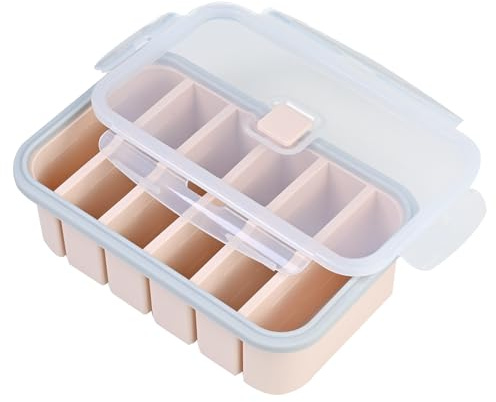 xianynow Recipiente para Congelar, Souper Cube, Molde de Silicona con Tapa, 6 Agujeros, Recipiente para Alimentos, Molde para Sopa, Cubo de Hielo, Caldo, Salsa, Mantequilla, 1 Unidad, Rosa