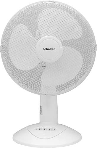 Schallen Branded Home & Office Electric 12 3 Speed Electric Oscillating Worktop Desk Table Air Cooling Fan (White)
