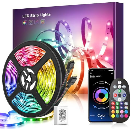 Ruban Led 30M, Led Chamre, Bluetooth Bande RGB, Lumiere Flexible Multicolore, 16 Millions de Couleurs, Contrôlé par APP, avec Télécommande, Synchroniser avec Rythme de Musique