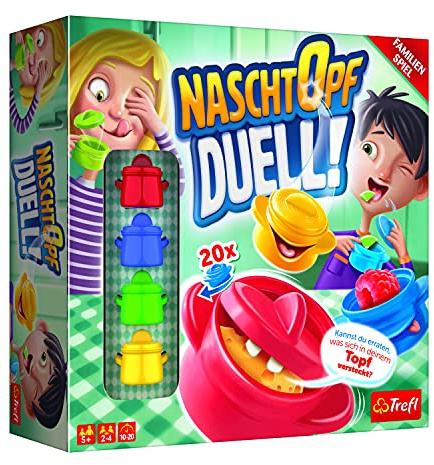 Trefl, Naschtopf Duell, Strategiespiel, Familienspiel, Partyspiel für 2-4 Spieler, für Kinder ab 5 Jahren; Food Prank, Spaß Spiele, Rätselspiel, Topf, Pfand, Wettbewerb Lernen, 2198, Farbig