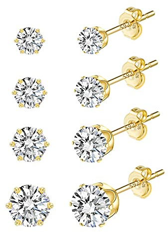 ALEXCRAFT Boucle d'oreille Aacier Inoxydable Zircons Boucles d'oreilles Femme Or Lot de Boucles d'oreilles et Clous d'oreille en Acier Inoxydable pour Piercing Helix