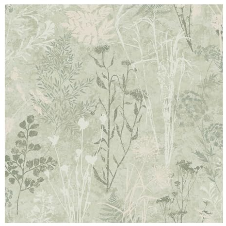 Superfresco Easy Sage Metallic Organics Floral Wallpaper | Paste the Wall | Green Floral | Eco-Friendly