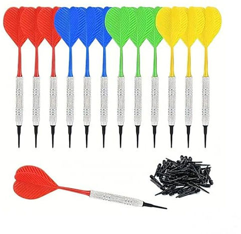 BOROCO Softdarts Set, Dartpfeile mit Kunststoffspitze für Elektronische Dartscheibe, Integrierte Soft Tip Darts für Anfänger Erwachsene Spielzimmer Bar Zuhause