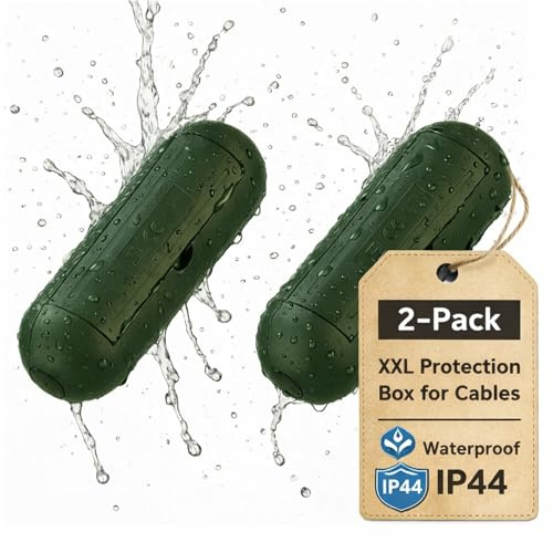 2er Pack, Schutzbox XXL IP44, Trittfest, Wasserfest, Kabel, Stecker