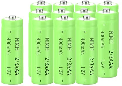 Betmaxful 1.2v 2/3 AAA 400mah NiMH Rechargeable Batteries with Button Top for DIY LED Solar Light,12 Packs(Not AAA Size)