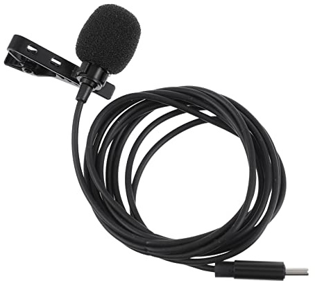 WHAMVOX Micrófono Material TPE y Hierro USB-c Clip de Solapa, Diseño Lavalier, Captación Omnidireccional 360 Grados Plug and Play para Móvil para Grabación Profesional