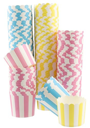 YIXNSW 150 pezzi Pirottini Carta Monouso, per Muffin, Cupcake, Torte, Dolce, 3 colori, diametro 7 cm, Forno Decorazione Baking Cup
