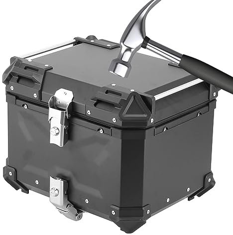 Aluminium Topcase 45L 55L 65L 80L 100L Haltbar Motorrad-Heckkasten Universelle Motorradkoffer Top Case Roller Koffer Mit Rückenlehne, Helmkoffer Für Roller Fahrradbox ( Color : Black , Size : 45L Moto