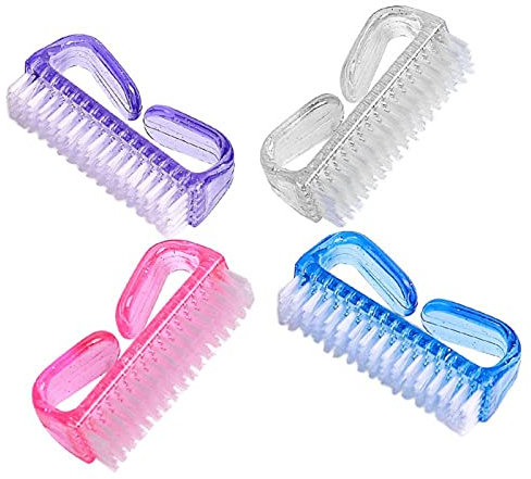 4 Pcs Nail Brushes, Nail Cleaning Brush Plastic Handle Scrubbing Brush Eco Friendly Fingernail Brush with Soft Bristles Nail Manicure Dust Brush for Hand Toes Nail Home Garden Salon use 4 Pack-Random