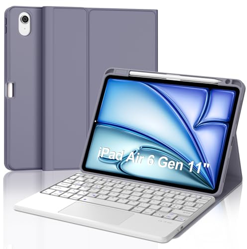 Clavier pour iPad Air 11 2024 (M2), étui avec clavier pour iPad Air 6 Generation Touchpad, coque clavier Bluetooth magnétique amovible QWERTY italien pour iPad Air 6 Gen 11 pouces 2024, violet