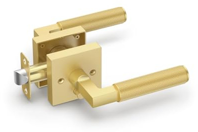 Asidrama 1 lot de poignées de porte dorées avec boutons de porte d'intérieur pour chambre à coucher ou salle de bain, poignées de porte intérieures robustes avec serrures pour portes côté gauche et