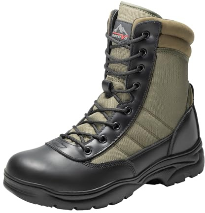 NORTIV 8 Militär Rangers High Boots Herr, Svart armé grön, 40 EU