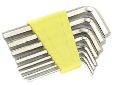 Juego de llaves inglesas Allen pequeñas de cabeza plana, herramienta de brazo corto hexagonal en forma de L de 1,5mm a 6mm, herramientas de reparación de llave Allen portátil for bicicleta(Yellow)