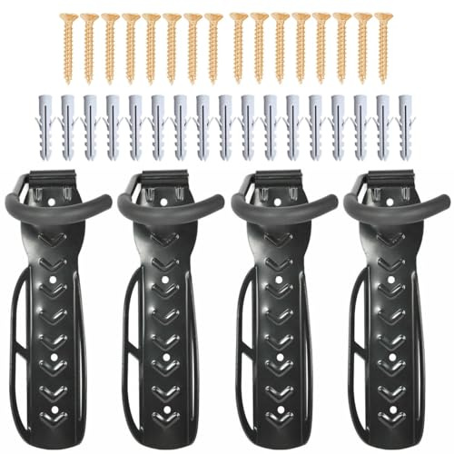 ATEK 4 Pack Bike Wall Mount Hooks - Heavy Duty Bike Hooks for Wall Storage | Wall Mount Vertical Rack Bike Bicycle with Fitting Screws - for Garage Shed Hanging Mountain or Hybrid bicycle