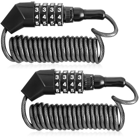 Lucchetto Casco,2 pz Lucchetto Bici,Lucchetto Casco Moto,Serratura per Casco,150 CM Portable Lucchetto Bicicletta con Serratura a Combinazione a 4 Cifre per Mot (Blocco con password)