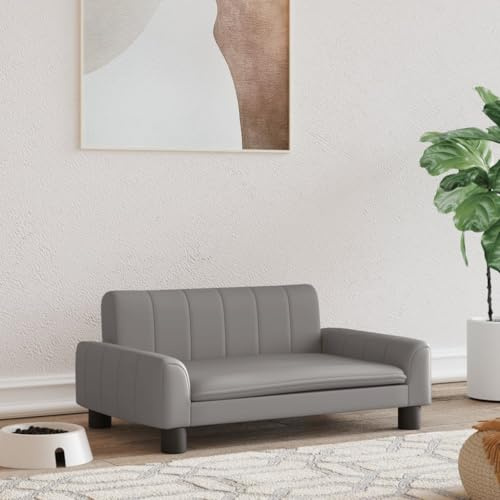 Hovothy Hundebett Bequeme Haustierbett Kunstleder Hundecouch Welpenbett Haustiersofa Schlafplatz für Hunde als Auch Katzen Geeignet Wasserabweisend und Langlebig Grau 70x45x30 cm