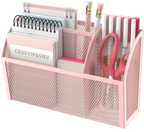 SUPEASY Magnetisk pennhållare upp till 3 kg – Magnetiskt hyllsystem för whiteboard, 3-ruts nät pennhållare för kylskåp, skåptillbehör & organisatör för hemmet, Rosa