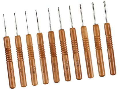 YIZITU 9-Pieces Holzgriff Häkchen Haken Ergonomische Häkelhaken 2mm-6 Mm Für Anfänger Stricken Häkeln Von Pulloverschalhandschuhen