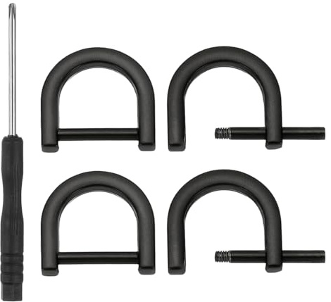 PATIKIL 15mm(5/8 Inch) D-Rings Screw in Shackle, 4 Pcs Horseshoe Clasp U Shape D Rings with Screwdriver for Purse Keychain Strap Buckle DIY Leather Craft, Matte Black