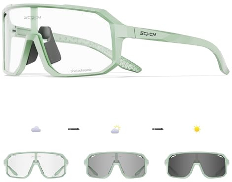 SCVCN Selbsttönend Fahrradbrille für Herren Damen Photochromatische Sportsonnenbrille Klar Radsport Radfahren MTB Radbrille Laufen Volleyball Tennis Softball Bergsteigen Golf Wandern 537