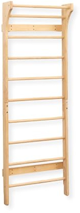 Buxibo Kletterwand aus Holz – Wand-Klettergerüst für Innen – Spiel-Turngerät für Kinder – 220x78x8 cm – Natur