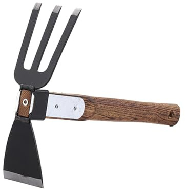 Attrezzo Da Giardino Manuale, Coltivatore Rastrello Sarchiatore in Acciaio Carbonio con Manico Legno per Prato Fiori Frutteto Vasi